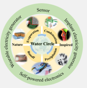 从受自然启发的蒸发雨滴和水分中收集电能