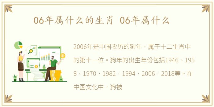 06年属什么的生肖 06年属什么