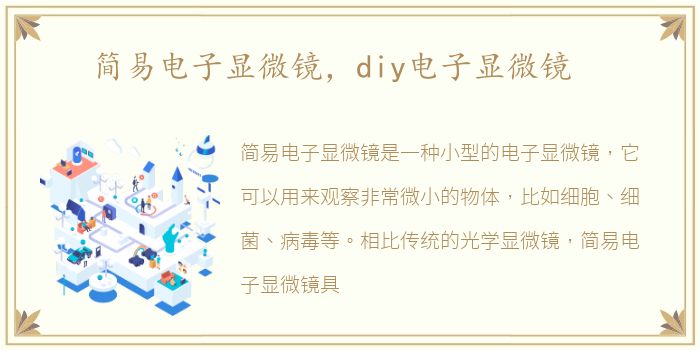 简易电子显微镜，diy电子显微镜