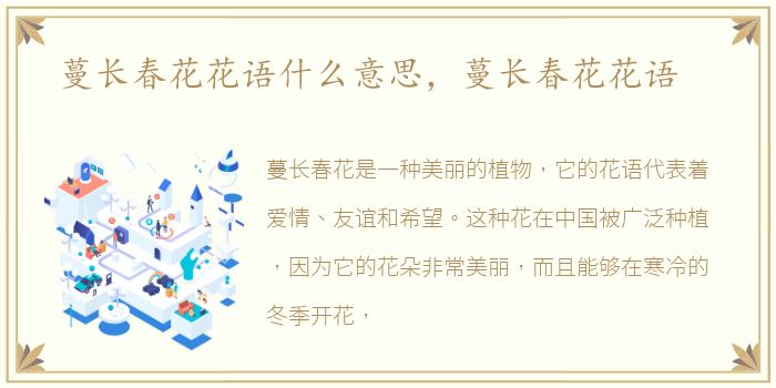 蔓长春花花语什么意思，蔓长春花花语