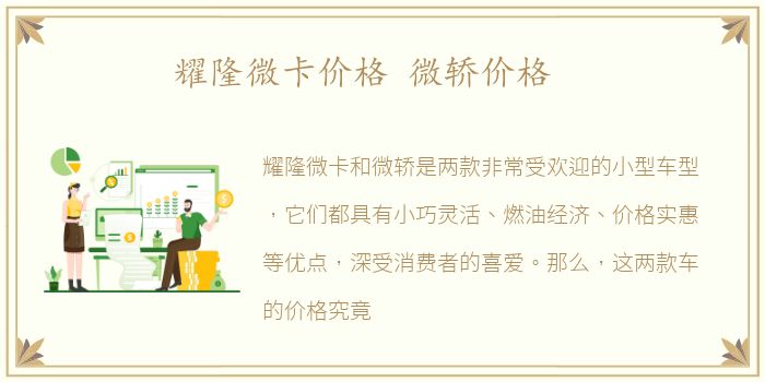 耀隆微卡价格 微轿价格