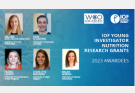 WCO-IOF-ESCEO 2023大会授予IOF青年研究人员营养研究补助金