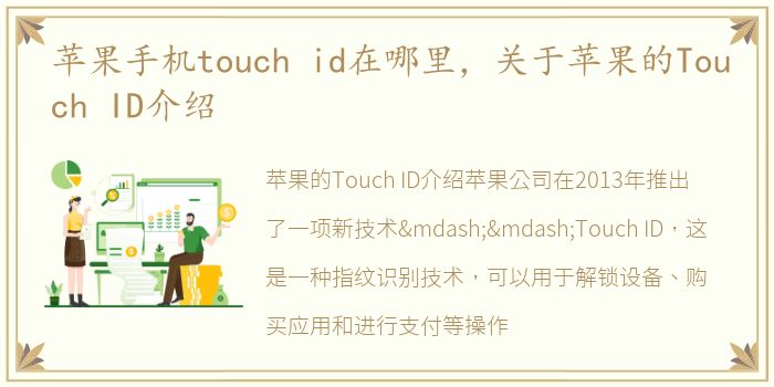 苹果手机touch id在哪里，关于苹果的Touch ID介绍