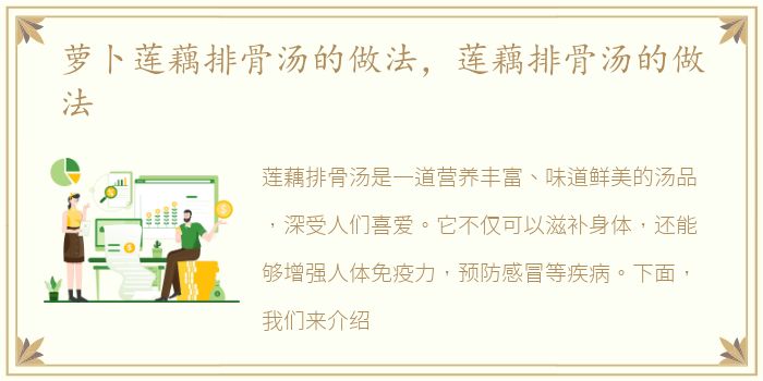 萝卜莲藕排骨汤的做法，莲藕排骨汤的做法