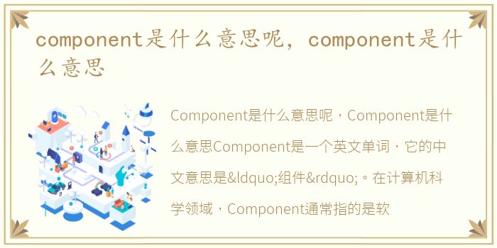 component是什么意思呢，component是什么意思