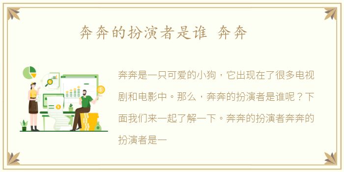 奔奔的扮演者是谁 奔奔