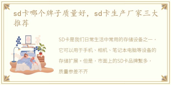 sd卡哪个牌子质量好，sd卡生产厂家三大推荐