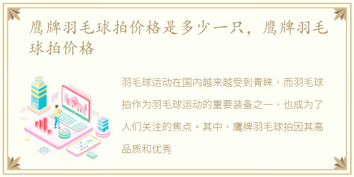鹰牌羽毛球拍价格是多少一只，鹰牌羽毛球拍价格