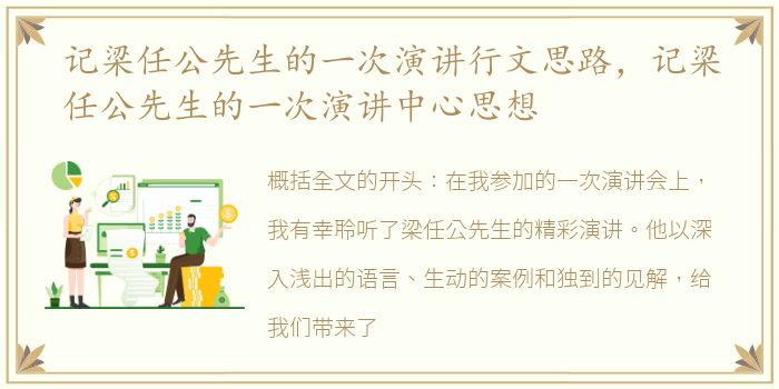 记梁任公先生的一次演讲行文思路，记梁任公先生的一次演讲中心思想