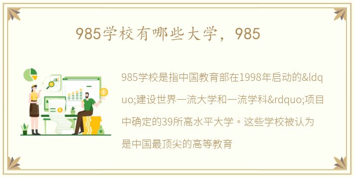 985学校有哪些大学，985