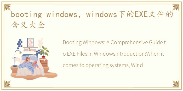 booting windows，windows下的EXE文件的含义大全