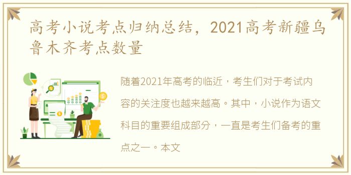 高考小说考点归纳总结，2021高考新疆乌鲁木齐考点数量