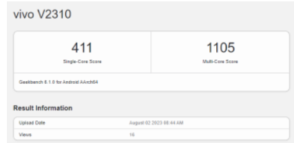 Vivo Y17s智能手机使用经济实惠的处理器运行Geekbench