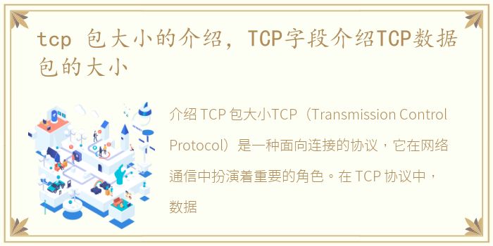 tcp 包大小的介绍，TCP字段介绍TCP数据包的大小