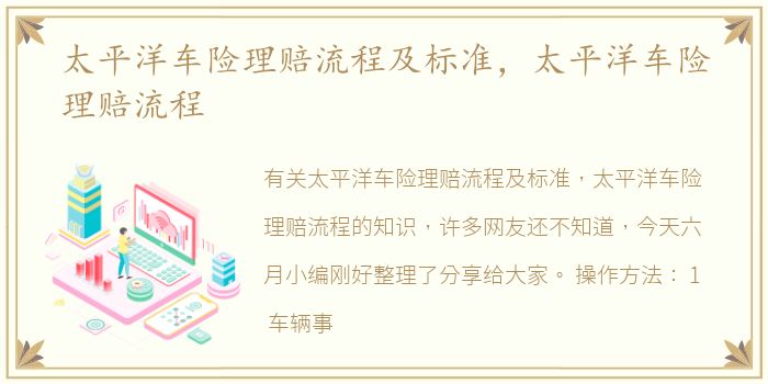 太平洋车险理赔流程及标准，太平洋车险理赔流程
