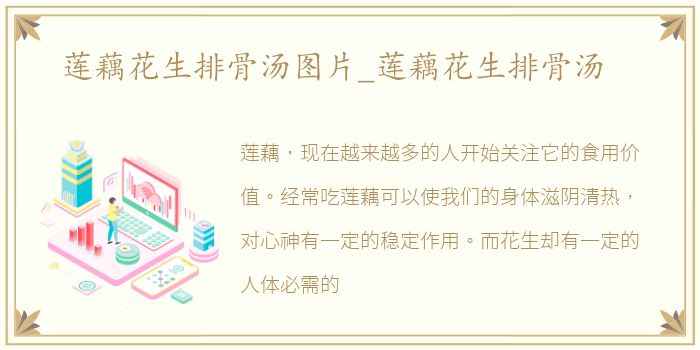 莲藕花生排骨汤图片_莲藕花生排骨汤