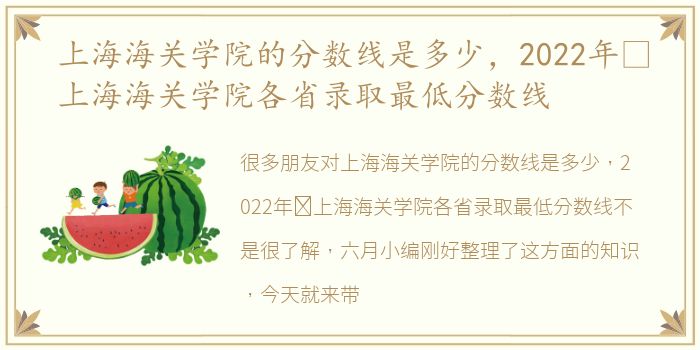 上海海关学院的分数线是多少，2022年​上海海关学院各省录取最低分数线