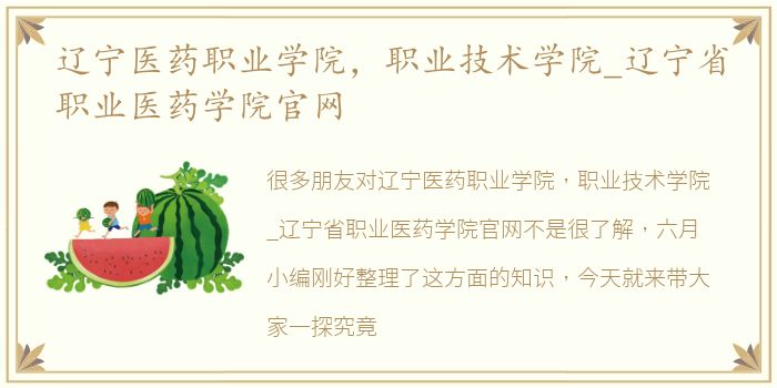 辽宁医药职业学院，职业技术学院_辽宁省职业医药学院官网