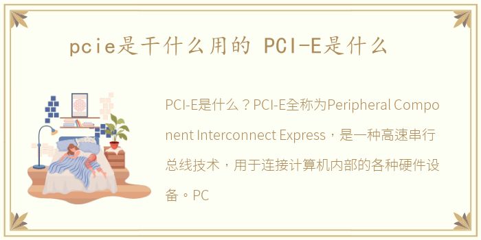 pcie是干什么用的 PCI-E是什么