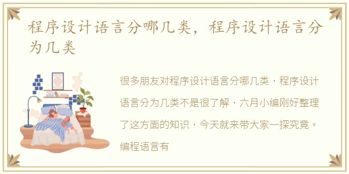 程序设计语言分哪几类，程序设计语言分为几类