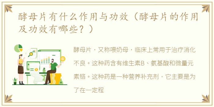 酵母片有什么作用与功效（酵母片的作用及功效有哪些？）