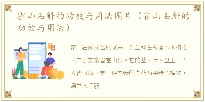 霍山石斛的功效与用法图片（霍山石斛的功效与用法）