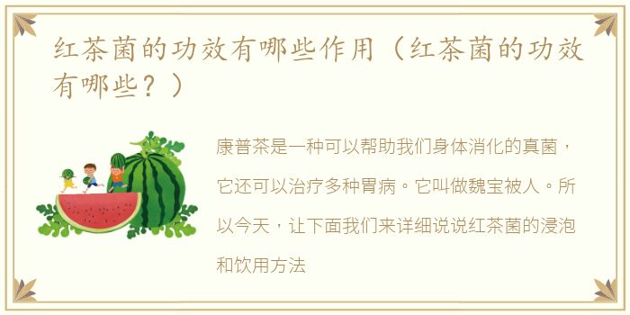 红茶菌的功效有哪些作用（红茶菌的功效有哪些？）