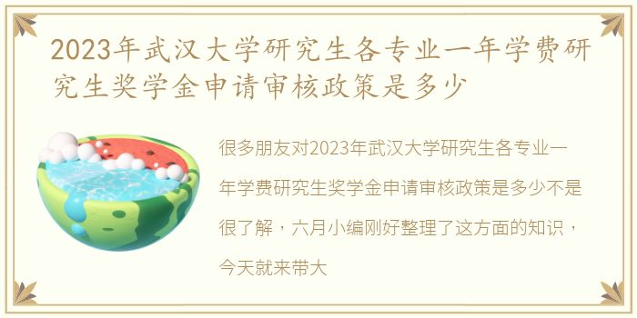 2023年武汉大学研究生各专业一年学费研究生奖学金申请审核政策是多少