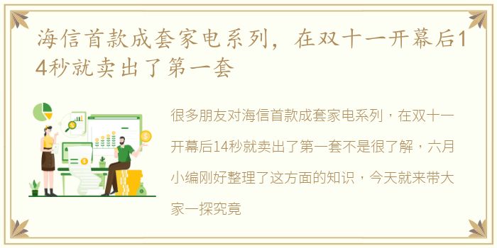 海信首款成套家电系列，在双十一开幕后14秒就卖出了第一套