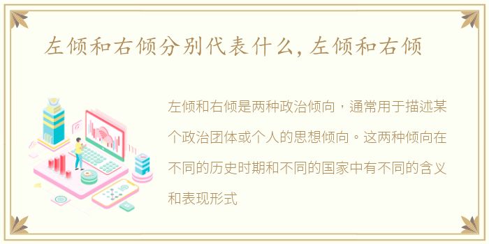 左倾和右倾分别代表什么,左倾和右倾