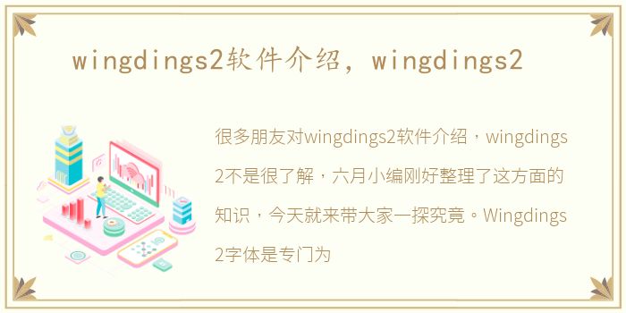 wingdings2软件介绍，wingdings2