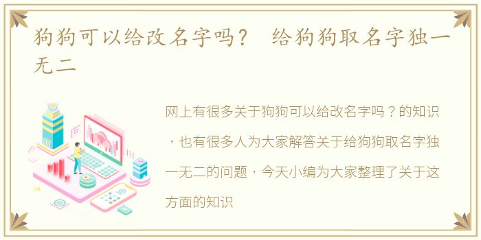 狗狗可以给改名字吗？ 给狗狗取名字独一无二
