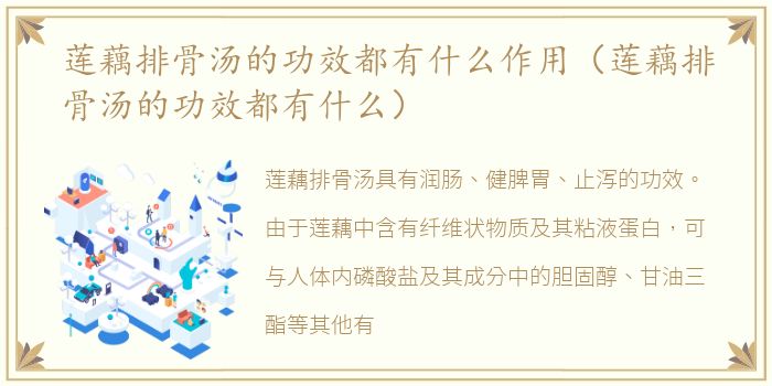 莲藕排骨汤的功效都有什么作用（莲藕排骨汤的功效都有什么）