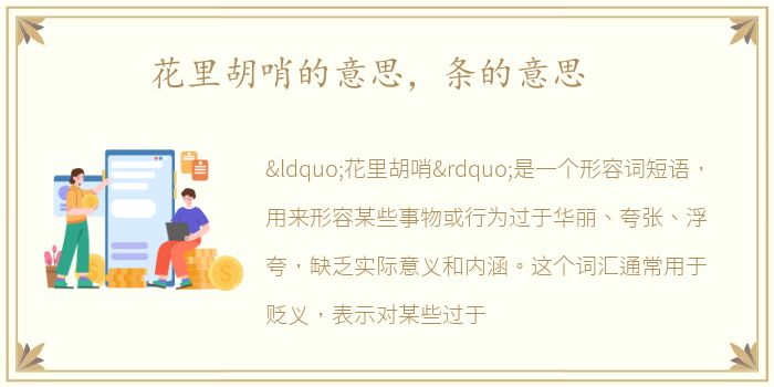 花里胡哨的意思，条的意思