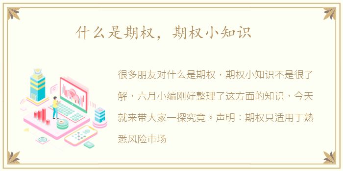 什么是期权，期权小知识