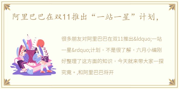 阿里巴巴在双11推出“一站一星”计划，