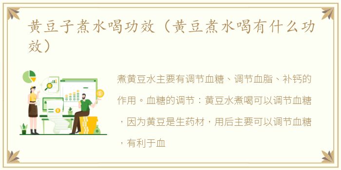 黄豆子煮水喝功效（黄豆煮水喝有什么功效）