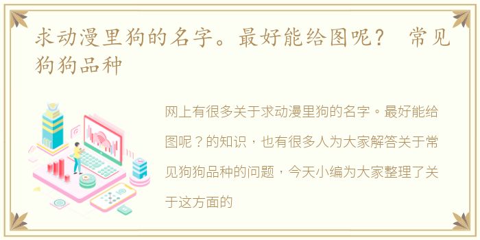 求动漫里狗的名字。最好能给图呢？ 常见狗狗品种