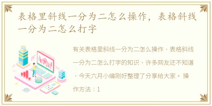 表格里斜线一分为二怎么操作，表格斜线一分为二怎么打字