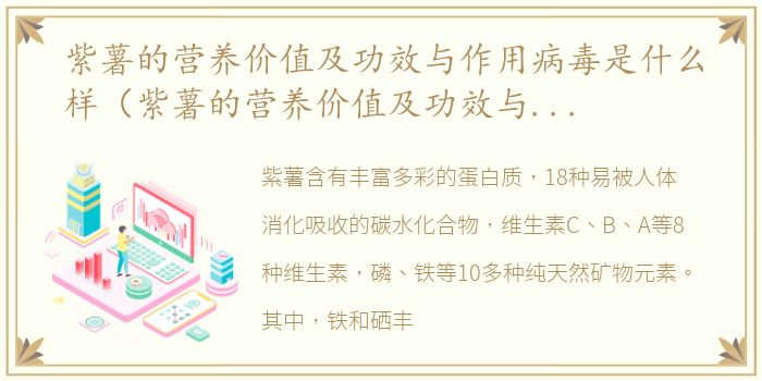 紫薯的营养价值及功效与作用病毒是什么样（紫薯的营养价值及功效与作用）