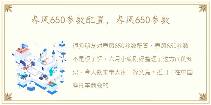 春风650参数配置，春风650参数