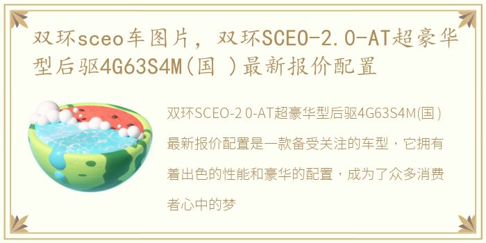 双环sceo车图片，双环SCEO-2.0-AT超豪华型后驱4G63S4M(国 )最新报价配置