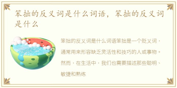 笨拙的反义词是什么词语，笨拙的反义词是什么