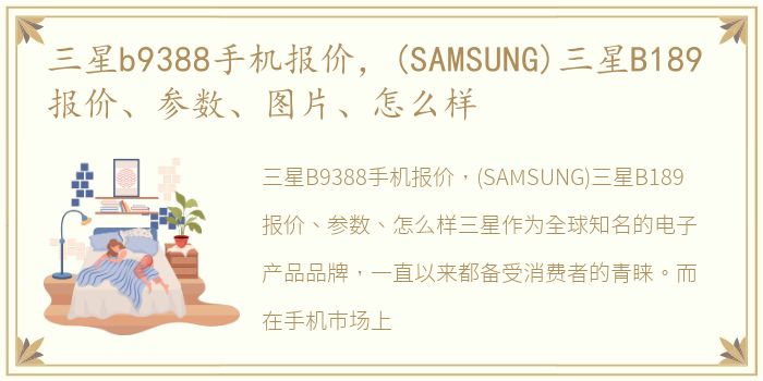 三星b9388手机报价，(SAMSUNG)三星B189 报价、参数、图片、怎么样