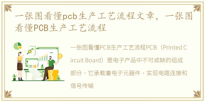 一张图看懂pcb生产工艺流程文章，一张图看懂PCB生产工艺流程