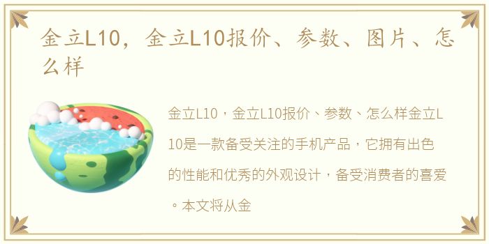 金立L10，金立L10报价、参数、图片、怎么样