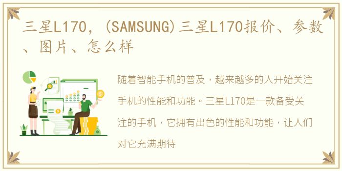 三星L170，(SAMSUNG)三星L170报价、参数、图片、怎么样