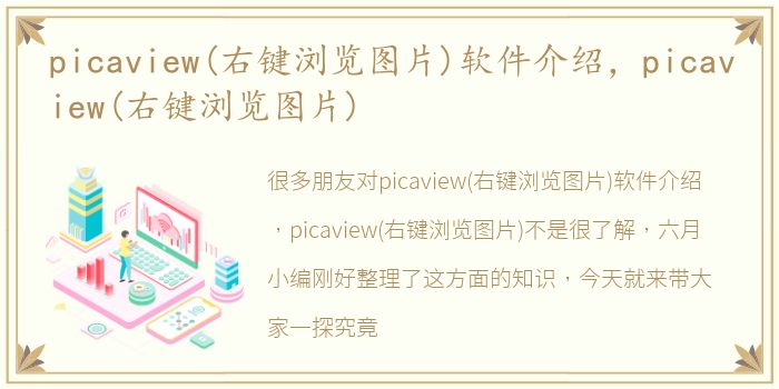 picaview(右键浏览图片)软件介绍，picaview(右键浏览图片)