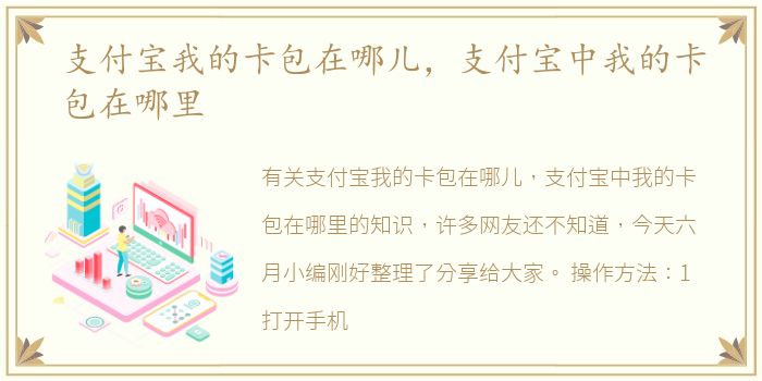 支付宝我的卡包在哪儿，支付宝中我的卡包在哪里