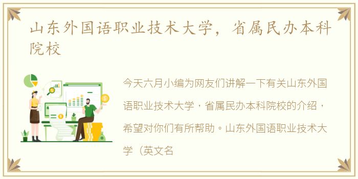 山东外国语职业技术大学，省属民办本科院校